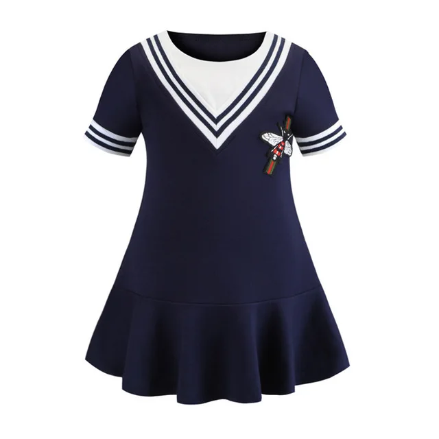spring and summer girls dress new girls navy style pleated children's clothing knitted short-sleeved dress girls dresses 2019
spring and summer girls dress new girls navy style pleated children's clothing knitted short-sleeved dress girls dresses 2019