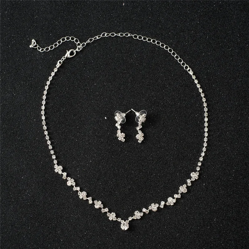 CZ New Crystal Stunning Round Necklace and Earrings Luxury Bridal Party Jewelry Set For Wedding Evening Hot Sale | Украшения и