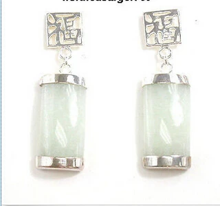 FREE SHIPPINGPretty 18KWGP Fortune Natural Light Green Jade Stud Earrings | Украшения и аксессуары