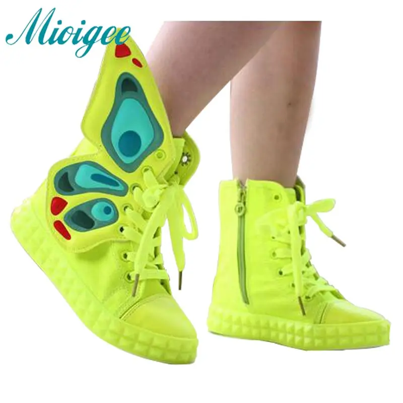 Image 2016 spring autumn kids shoes new brand fashion children sneakers high top wings canvas girls shoes for kids shoes for baby boys