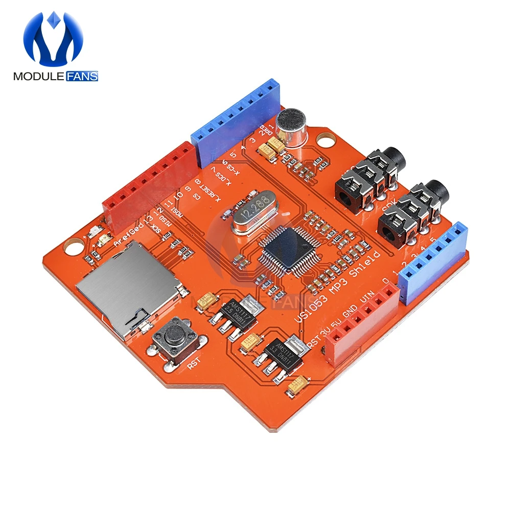 VS1053B MP3 Player Shield Board VS1053 Module with TF Card Slot For Arduino UNO R3 Stereo Audio Record Decode Development one
VS1053B MP3 Player Shield Board VS1053 Module with TF Card Slot For Arduino UNO R3 Stereo Audio Record Decode Development one