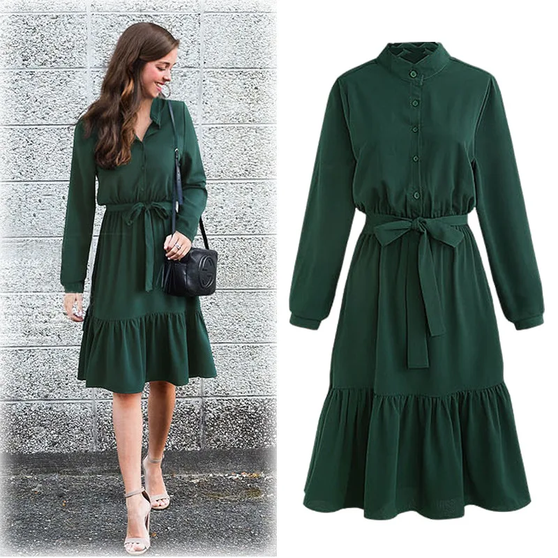 Plus Size Casual Women Dress 2019 Autumn Fashion Empire Waist Ruffles Elegant Dresses Extra Large Female Clothing With Belt
Plus Size Casual Women Dress 2019 Autumn Fashion Empire Waist Ruffles Elegant Dresses Extra Large Female Clothing With Belt