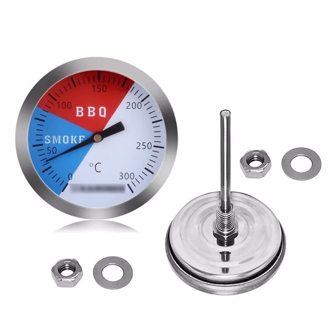 1pc 300 Degree Thermometer Stainless Steel Barbecue Thermometers Smoker Grill Thermometer Temperature Gauge Mayitr