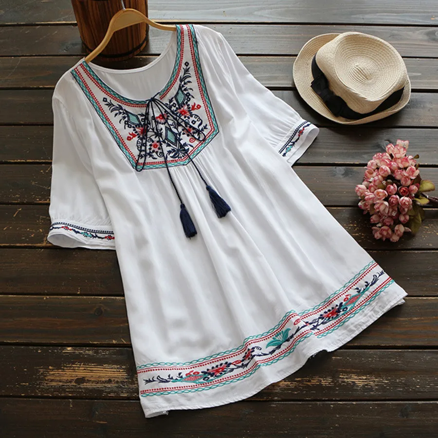 Women Short Sleeve Casual Blouses Shirt Plus Size Women Clothing Blusas Mujer De Moda 2019 Summer Ethnic Boho Embroidery Blouse
Women Short Sleeve Casual Blouses Shirt Plus Size Women Clothing Blusas Mujer De Moda 2019 Summer Ethnic Boho Embroidery Blouse
