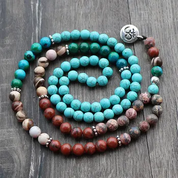 Mala Natural Stone Long Necklace Women Ohm Buddha Stone Pendant Meditation Necklace Bead Yoga Necklace Jewelry 
Mala Natural Stone Long Necklace Women Ohm Buddha Stone Pendant Meditation Necklace Bead Yoga Necklace Jewelry