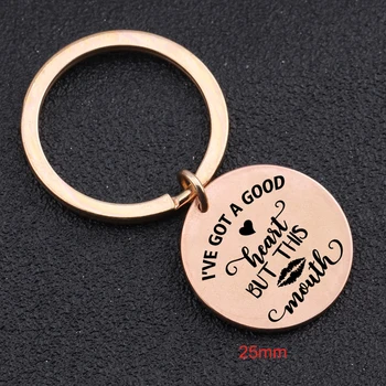 Fashion Round Keychain Engraved I've Got A Good Heart But This Mouth For Knife Mouth Tofu Heart Person Gift Key Ring Holder
Fashion Round Keychain Engraved I've Got A Good Heart But This Mouth For Knife Mouth Tofu Heart Person Gift Key Ring Holder