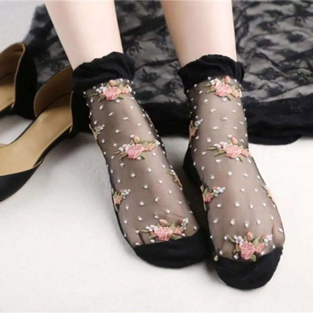 Summer Ultra thin Transparent Rose Flowers Short Socks Elastic Breathable Tube Sock Cute Girly Calcetines Mujer Women
Summer Ultra thin Transparent Rose Flowers Short Socks Elastic Breathable Tube Sock Cute Girly Calcetines Mujer Women