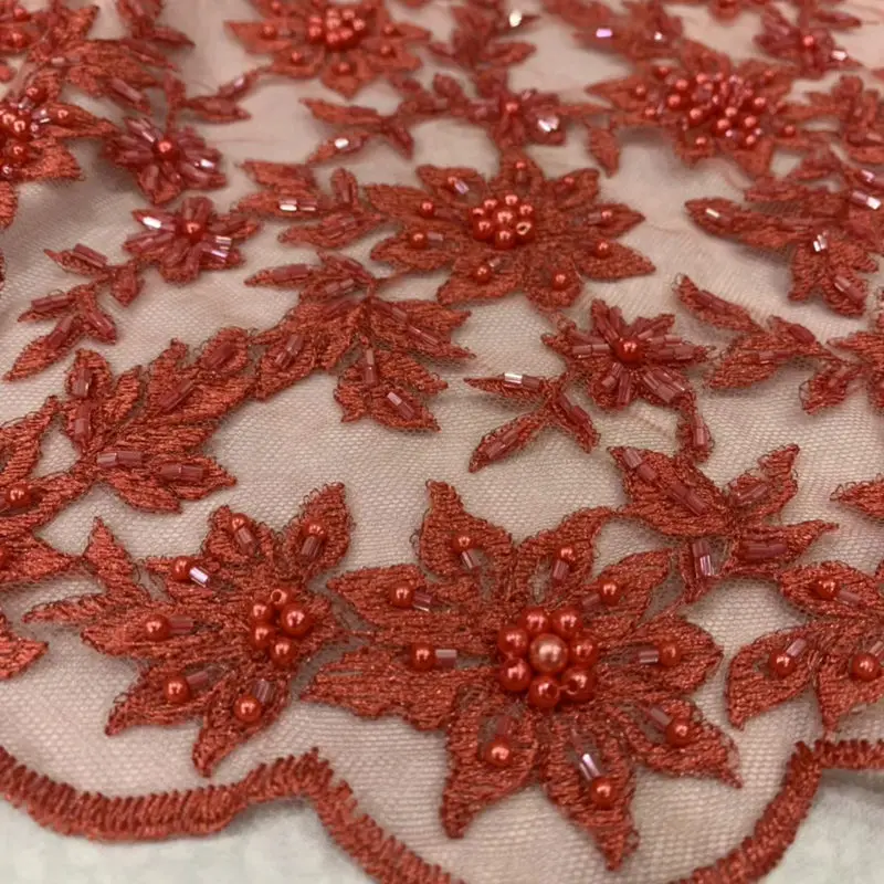 Beautiful Red French lace fabric 3d appliqued flower with beaded 2019 high quality African net lace fabric for party dress RG611
Beautiful Red French lace fabric 3d appliqued flower with beaded 2019 high quality African net lace fabric for party dress RG611