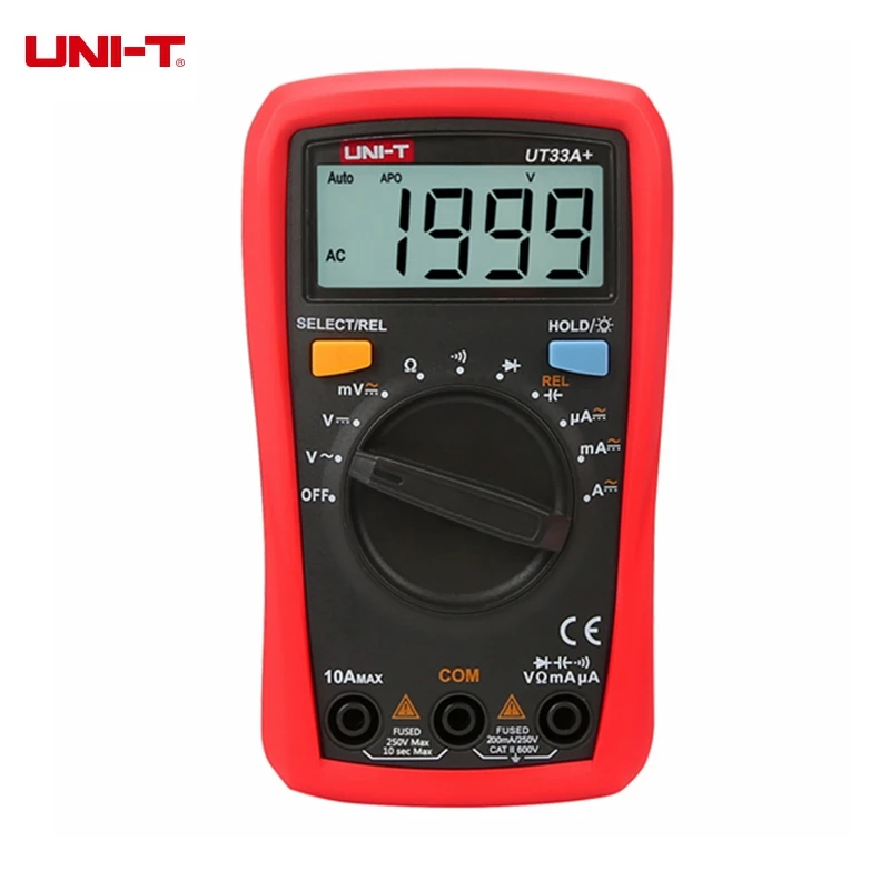 

UNI-T UT33A+ UT33B+ UT33C+ UT33D+ Digital Multimeter Auto Range Palm Size AC DC Voltmeter Ammeter Resistance Capatitance Tester