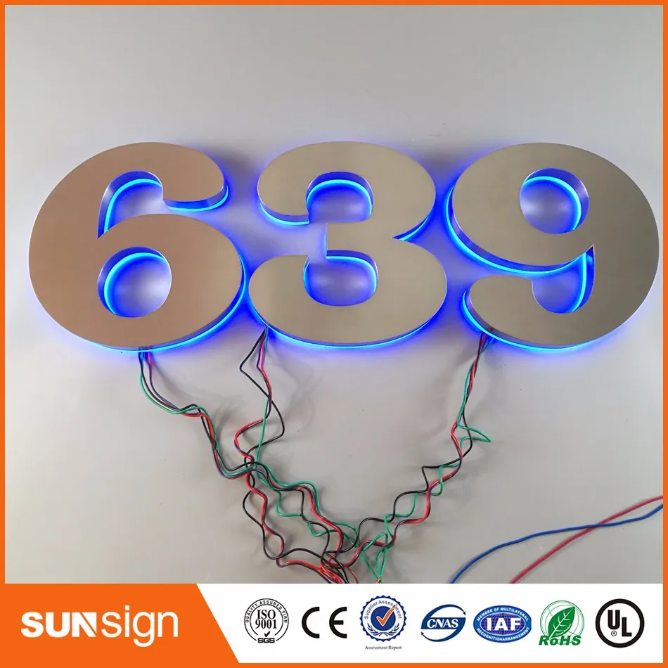 H 30cm Custom decorative LED sign brushed stainless steel metal backlit numbers | Электронные компоненты и