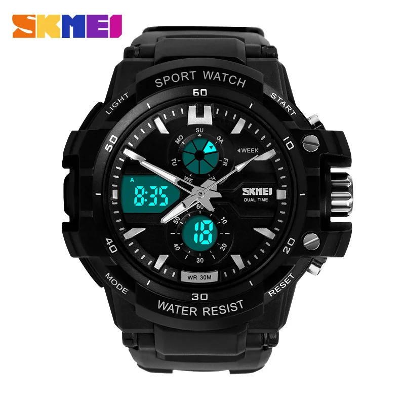 Waterproof Skmei Brand Sports Watch Men's Student High Quality Wristwatches Digital And Analog Military LED Watches 0990 | Наручные