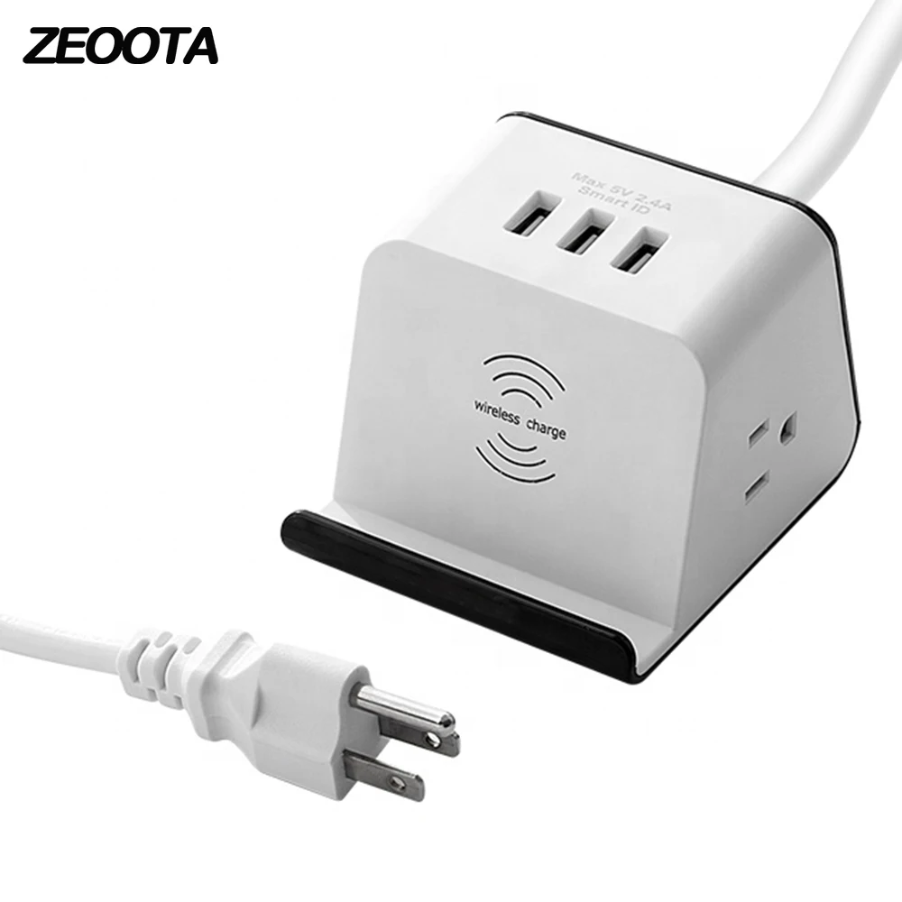 Мощность полосы USB розетки США штекер розетка с Беспроводной Зарядное устройство