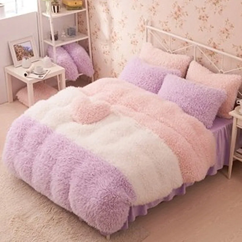 Flannel Short Plush Bedding Duvet Cover Set Winter Style Bedding