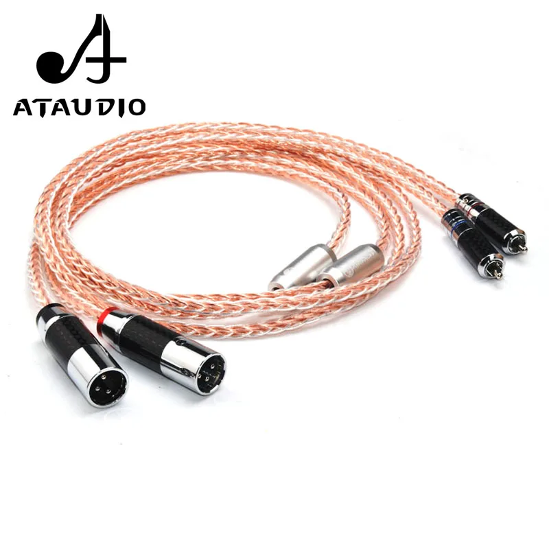 ATAUDIO 7N OCC серебристый и медный Hifi RCA к XLR кабель Hi end 2RCA штекер 2XLR Штекерный 1 м 2 3