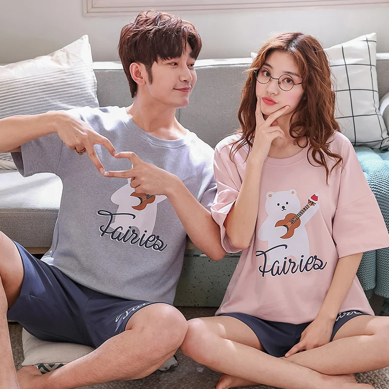 2019 Summer thin Cotton Couple Pajama set Short Sleeve Male Sleepwear Suit Men Women Pajamas Casual Homewear lover Pyjamas
2019 Summer thin Cotton Couple Pajama set Short Sleeve Male Sleepwear Suit Men Women Pajamas Casual Homewear lover Pyjamas