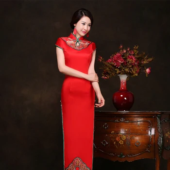 Autumn New Red Print Flower Rayon Qipao Mandarin Collar Bride Wedding Dress Vintage Long Satin Cheongsam Plus Size 3XL 4XL
Autumn New Red Print Flower Rayon Qipao Mandarin Collar Bride Wedding Dress Vintage Long Satin Cheongsam Plus Size 3XL 4XL