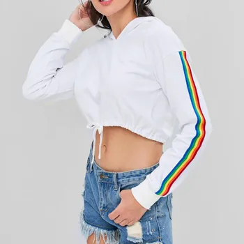 New popular Sweatshirt Women Long Sleeve Rainbow print Patchwork O Neck Sweatshirt Casual Hooded sudaderas mujer 2020
New popular Sweatshirt Women Long Sleeve Rainbow print Patchwork O Neck Sweatshirt Casual Hooded sudaderas mujer 2020