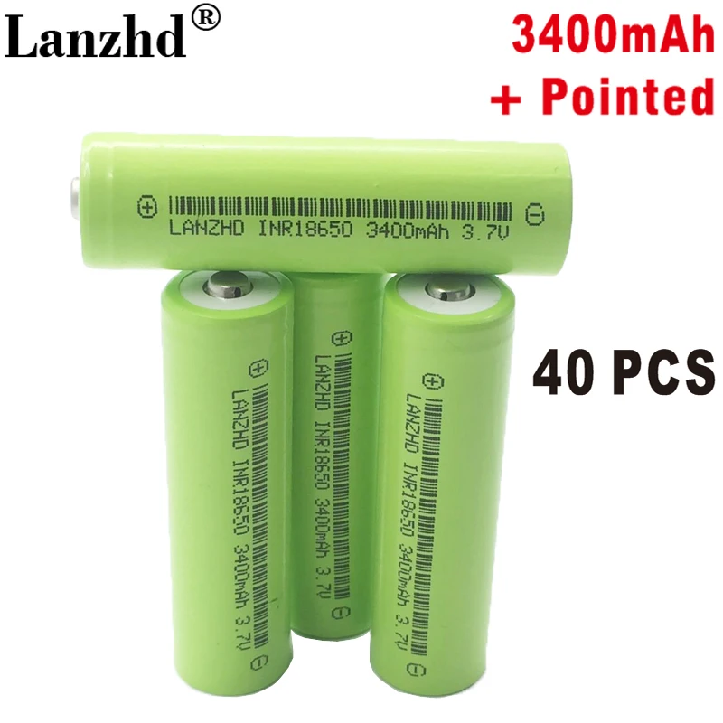40PCS 18650 battery with Pointed lithium batteries 3400mAh For electronic cigarette Power Battery 18650 rechargeable battery
40PCS 18650 battery with Pointed lithium batteries 3400mAh For electronic cigarette Power Battery 18650 rechargeable battery