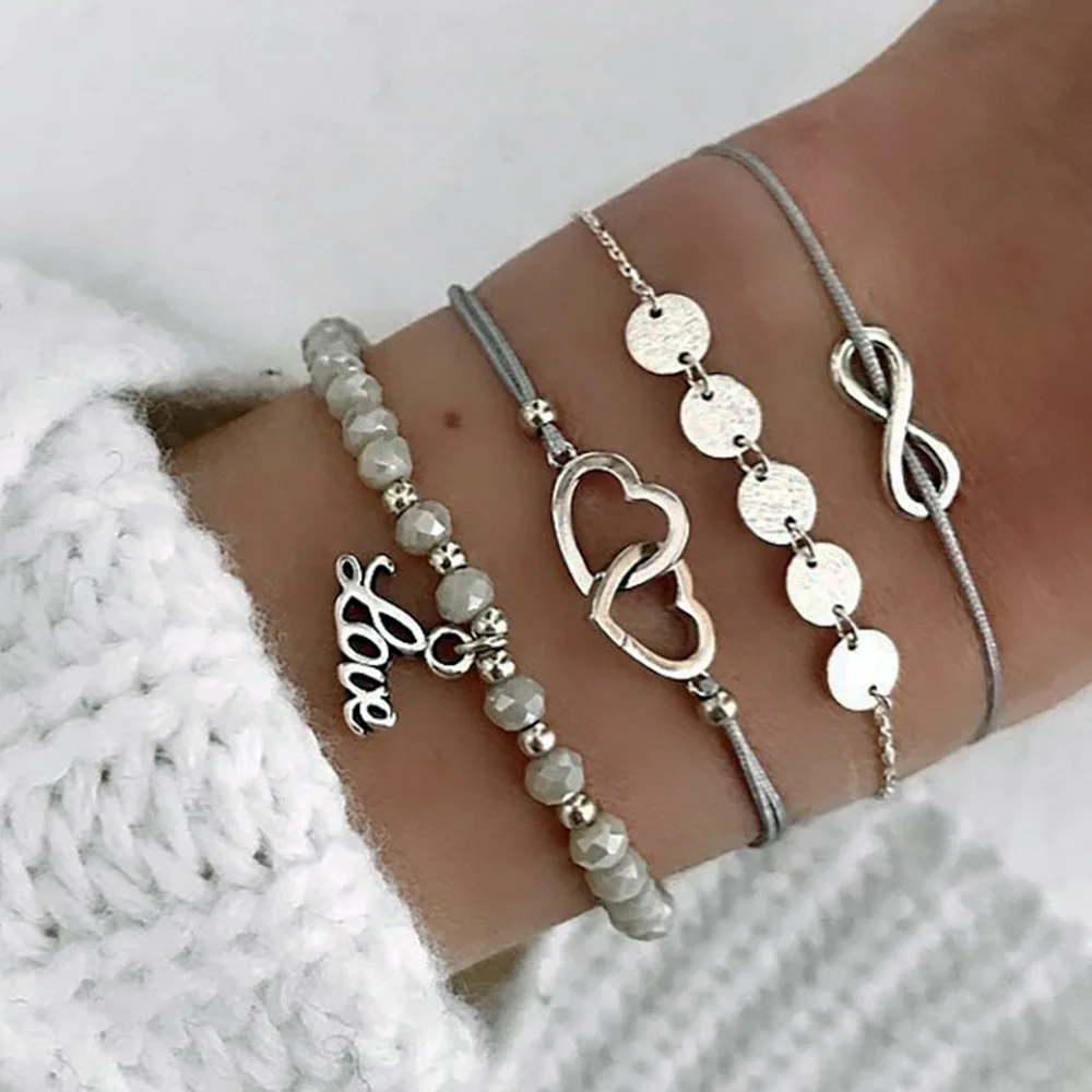 IFMIA 4 Pcs/Set Personality Letter Love 8 Words Heart Round Sequin Beaded Chain Rope Bracelets Woman Boho Vintage Jewelry Gifts
IFMIA 4 Pcs/Set Personality Letter Love 8 Words Heart Round Sequin Beaded Chain Rope Bracelets Woman Boho Vintage Jewelry Gifts