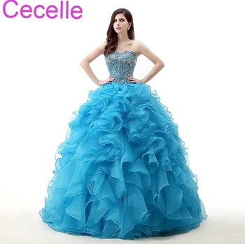 Blue Ball Gown Prom Dresses 2019 Sweetheart Ruffles Skirt Beading Top Corset Back Girls Formal Princess Sweet 16 Dresses Gowns
Blue Ball Gown Prom Dresses 2019 Sweetheart Ruffles Skirt Beading Top Corset Back Girls Formal Princess Sweet 16 Dresses Gowns