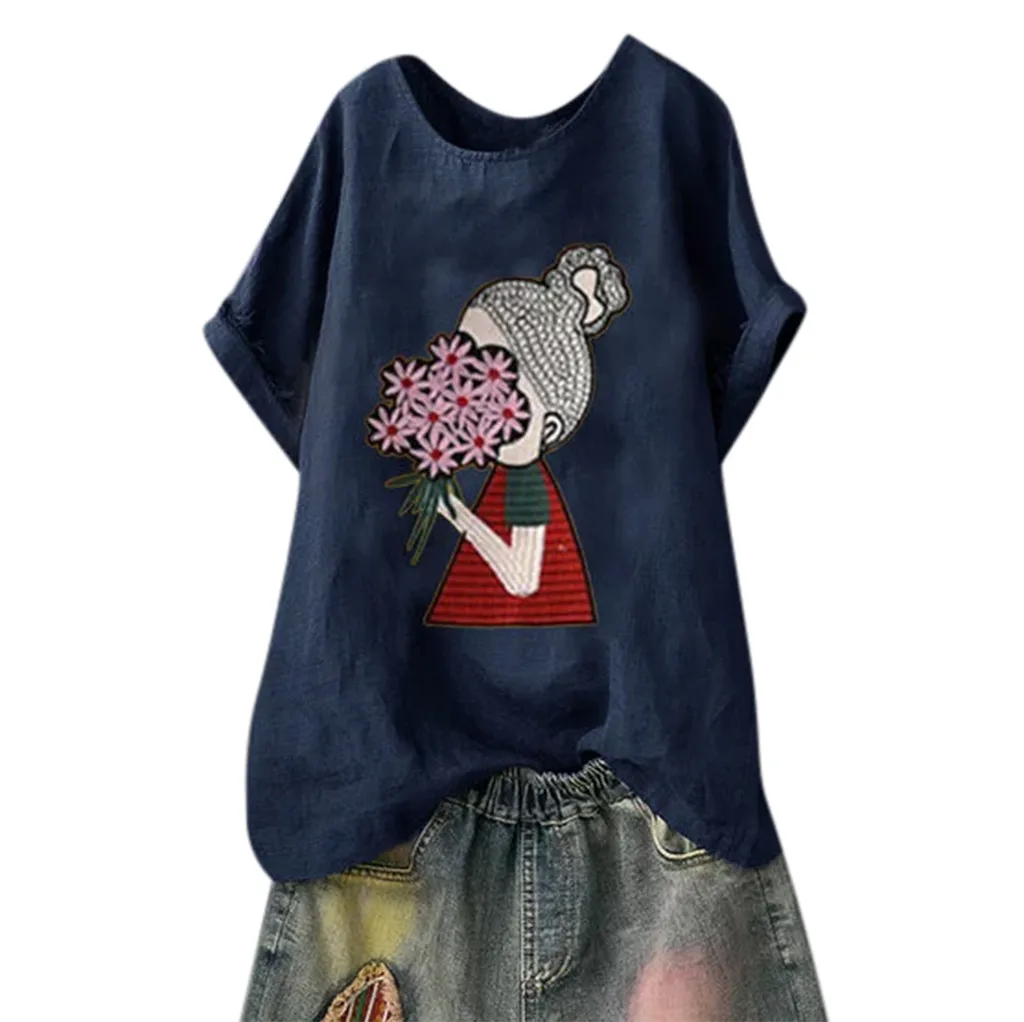 feitong Women Plus Size Short Sleeve Cotton Linen O-Neck Print Blouse Top Shirt blusas elegantes de mujer 2019 kimono mujer
feitong Women Plus Size Short Sleeve Cotton Linen O-Neck Print Blouse Top Shirt blusas elegantes de mujer 2019 kimono mujer