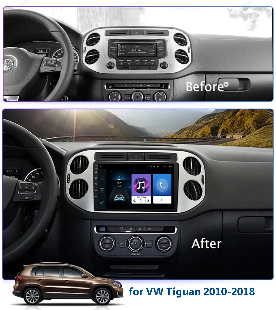 Perfect Hot sale 9 inch 2.5D IPS Tempered HD multi-touch screen Android 8.1 NAVI for tiguan 2010-2018 with Bluetooth USB WIFI support 1