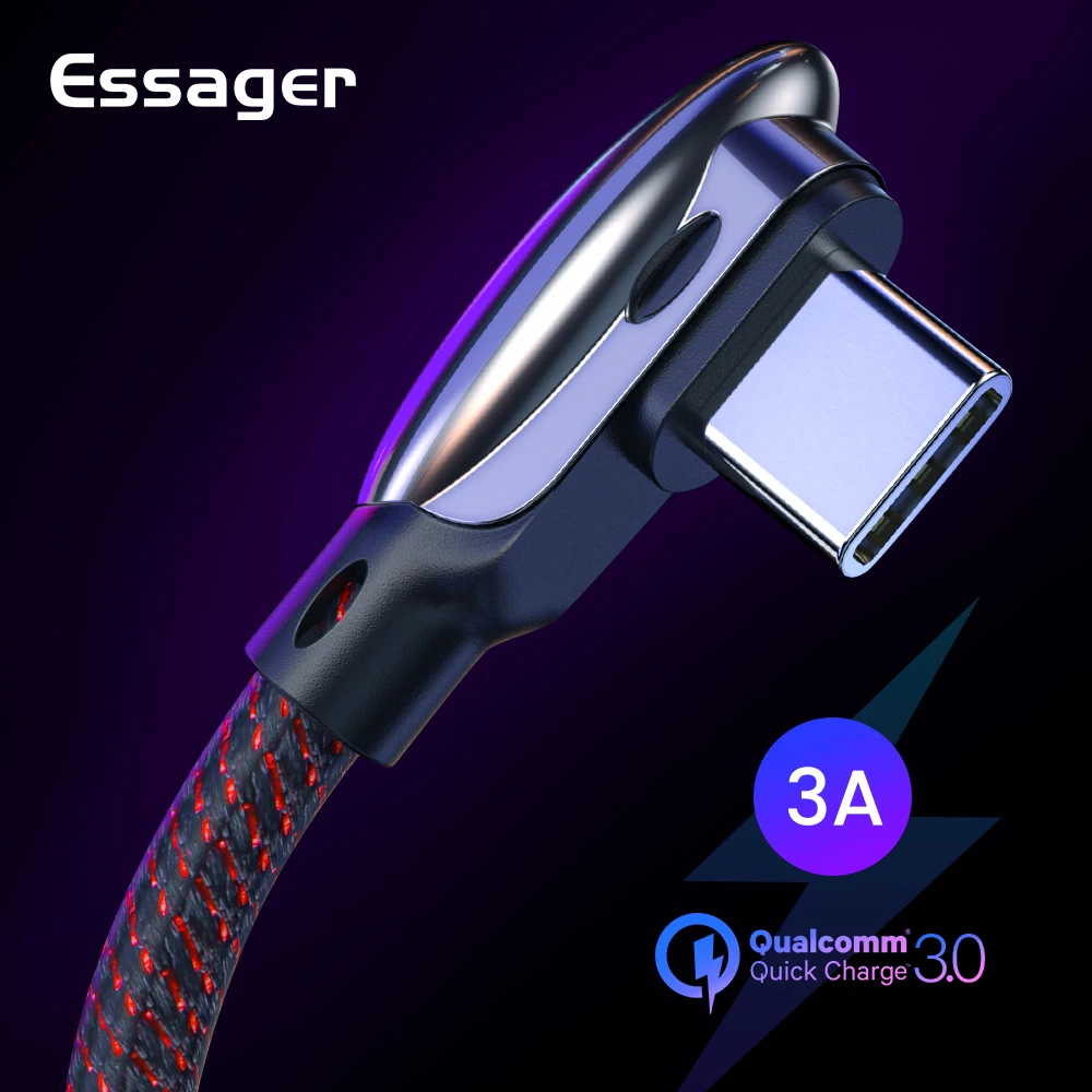 Essager 90 Angle USB C 3A Type C Cable Fast Charge For Samsung S10 S9 Note9 A50 Cord USBC Charging Cable For Xiaomi One Plus 6 5
Essager 90 Angle USB C 3A Type C Cable Fast Charge For Samsung S10 S9 Note9 A50 Cord USBC Charging Cable For Xiaomi One Plus 6 5