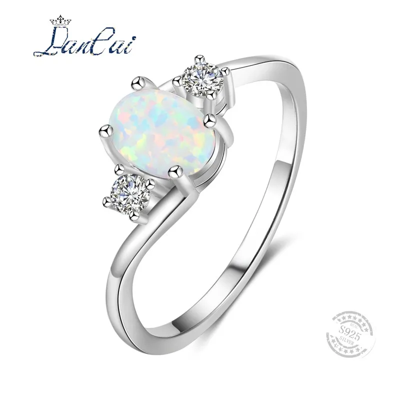 LANCAI New Real 925 Sterling Silver Ring With White Fire Oval Opal Fine Jewelry for Women Valentine's Day Romantic Wedding Gift |
