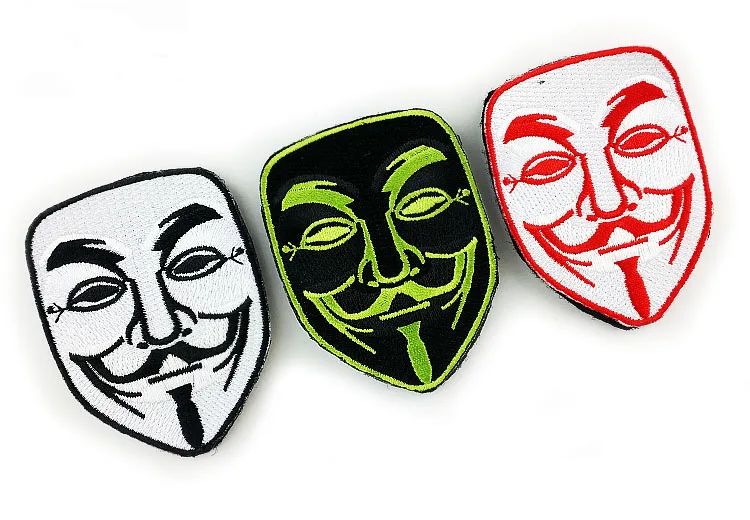 

Embroidered Anonymous V for Vendetta Patch Guy Fawkes Mask military patches tactical morale badges for backpack vest