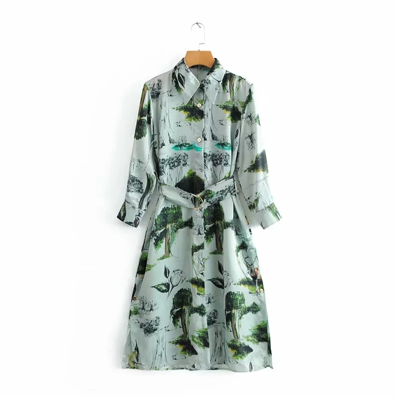 stylish retro printing shirtdress women sashes long dress casual nine split sleeve dresses streetwear femme vestidos LD1603
stylish retro printing shirtdress women sashes long dress casual nine split sleeve dresses streetwear femme vestidos LD1603
