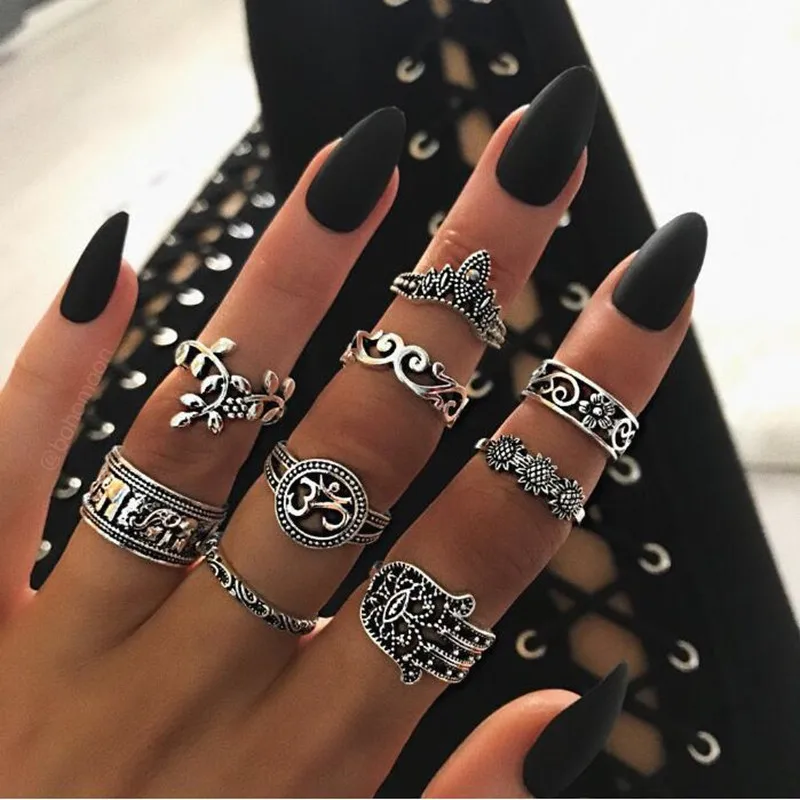 9Pcs/set Boho Knuckle Rings for Women Bohemian Retro Hollow Carved Elephant Palm Crown Punk Midi Finger silver Ring Set anillos
9Pcs/set Boho Knuckle Rings for Women Bohemian Retro Hollow Carved Elephant Palm Crown Punk Midi Finger silver Ring Set anillos
