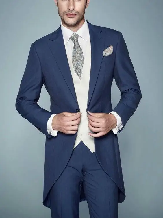 2016 New Arrival Navy Blue Morning Style Gentleman Suit Italian Tailcoat 3 Pieces Groom Tuxedos Mens Wedding Prom Blazer Suits
2016 New Arrival Navy Blue Morning Style Gentleman Suit Italian Tailcoat 3 Pieces Groom Tuxedos Mens Wedding Prom Blazer Suits