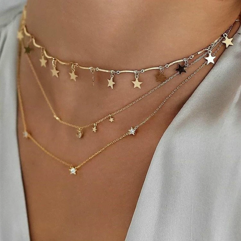New Fashion Necklace Personality Five-pointed Star Moon Multilayer Necklace Women's Selling Handmade Jewelry Wholesale
New Fashion Necklace Personality Five-pointed Star Moon Multilayer Necklace Women's Selling Handmade Jewelry Wholesale