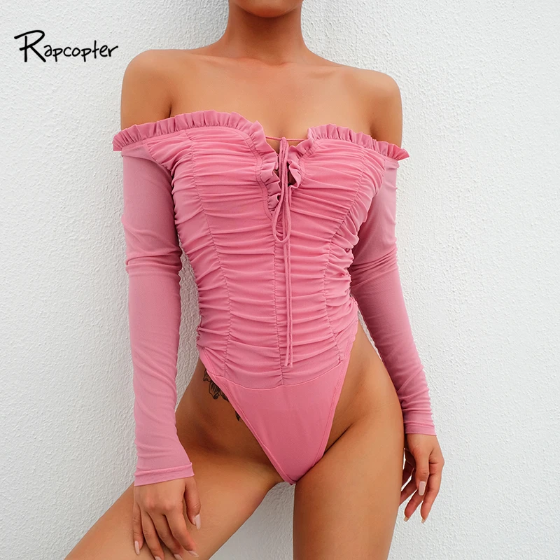 Rapcopter Women Casual Sexy Lace Pink Bodysuits Female Skinny Strapless Fashion Popular Long Sleeve Autumn 2019 Body Jumpsuits
Rapcopter Women Casual Sexy Lace Pink Bodysuits Female Skinny Strapless Fashion Popular Long Sleeve Autumn 2019 Body Jumpsuits