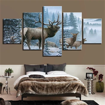 HD Prints Elk Family In Snow Pine Tree Landscape Painting for Dining Room Wall Decor Deer Poster Home Decor Wall Art 5 Pieces
HD Prints Elk Family In Snow Pine Tree Landscape Painting for Dining Room Wall Decor Deer Poster Home Decor Wall Art 5 Pieces