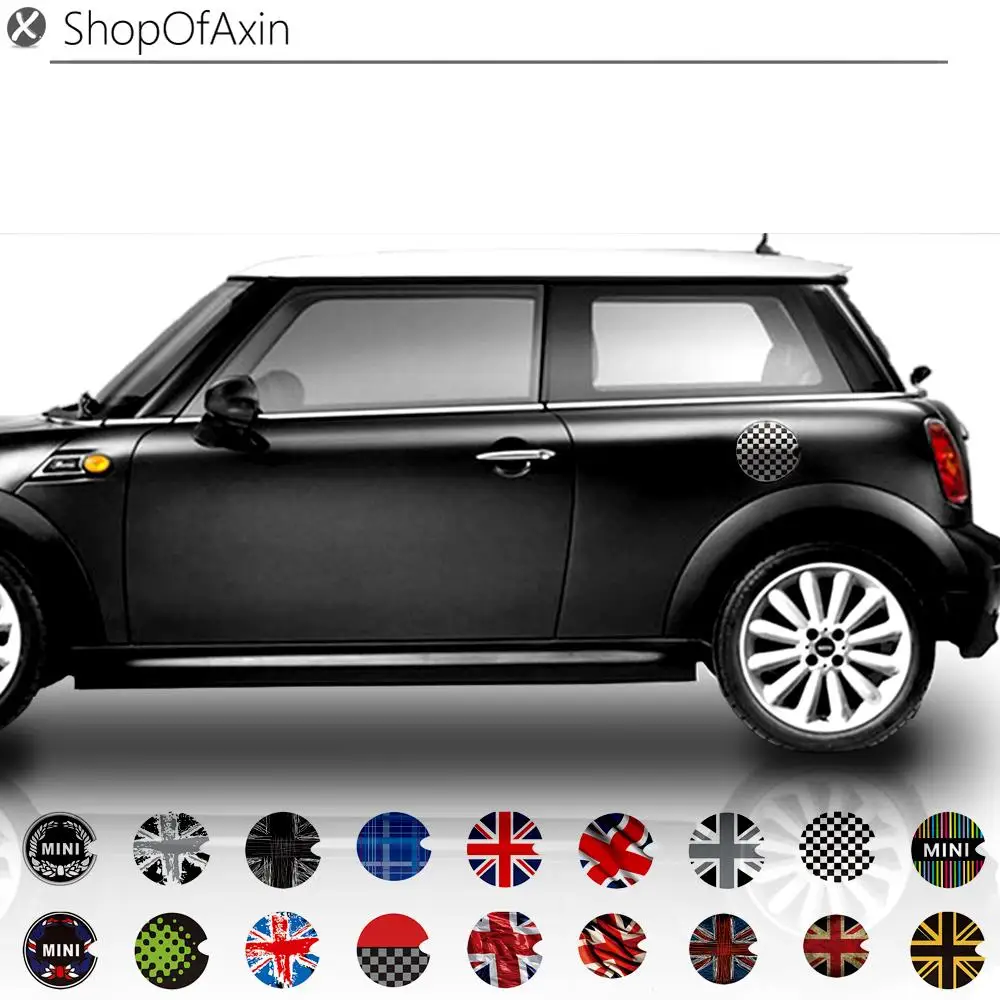 Image 18 styles Car fuel lid tank cap stickers for Mini Cooper countryman Gas Cap Cover
