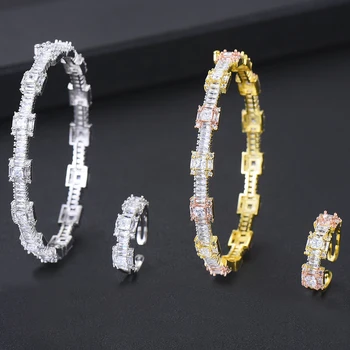 missvikki Attractive Shiny Geometric Bangle Openning Ring Set for Women Bridal Noble Wedding Engagement Anniversary Party Gift
missvikki Attractive Shiny Geometric Bangle Openning Ring Set for Women Bridal Noble Wedding Engagement Anniversary Party Gift
