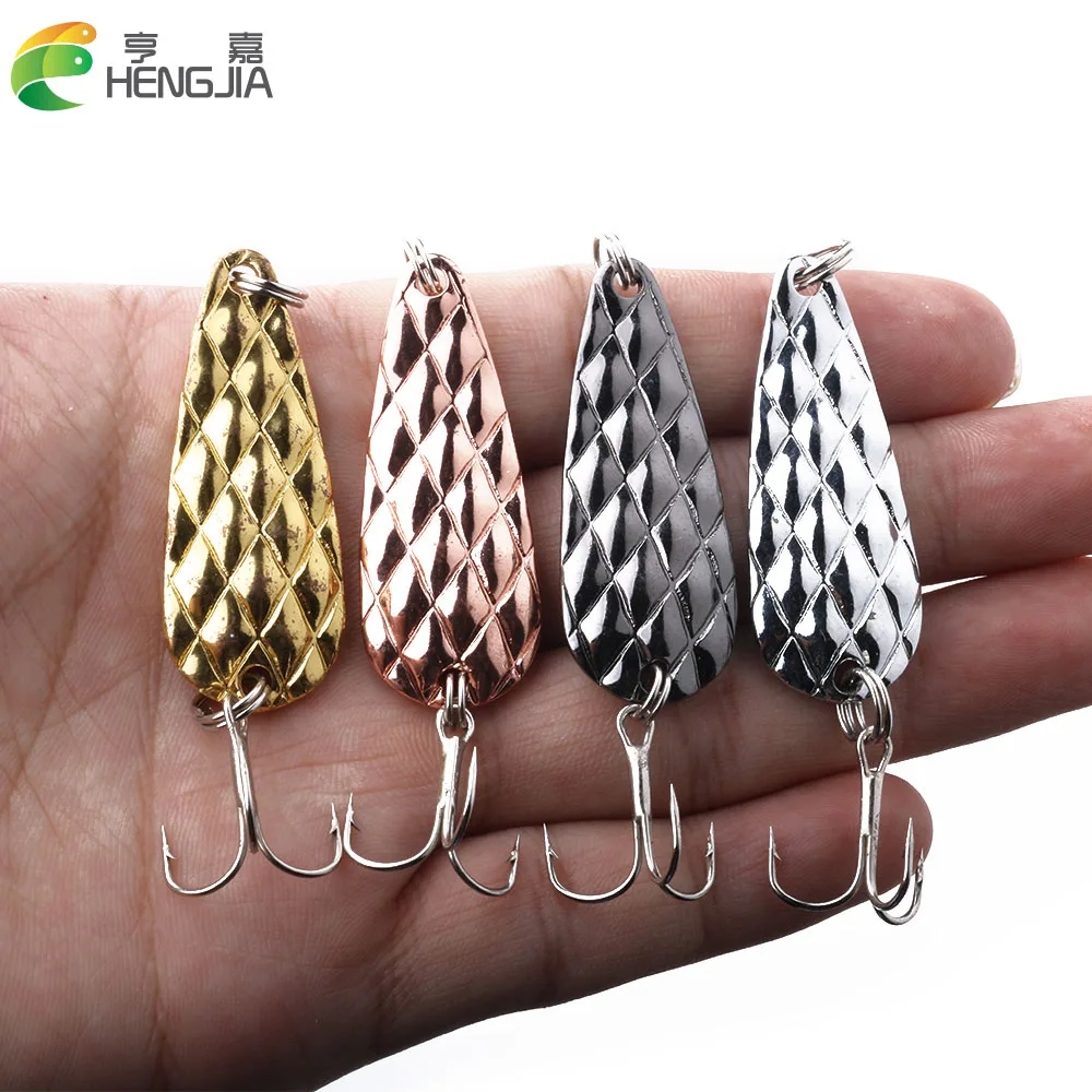 

Metal Spinner Spoon Fishing Lure 9g 45mm Hard Bait Sequins Noise Paillette fishing Tackle Trout Pike Pesca Peche Treble Hook