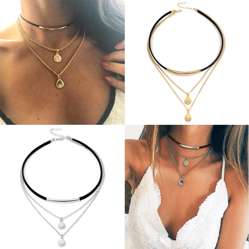 Shell Multilayer Necklace Fashion Black Simple Collar Gold Silver Shell Summer Sale Chokers Sexy Lady Jewelry Necklace Gifts
Shell Multilayer Necklace Fashion Black Simple Collar Gold Silver Shell Summer Sale Chokers Sexy Lady Jewelry Necklace Gifts