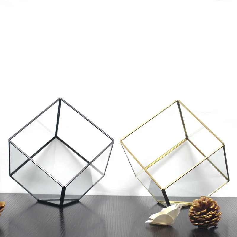 

Bonsai Polyhedron Clear Glass Geometric Terrarium Box Tabletop Succulent Fern Moss Plant Micro Flower Pot