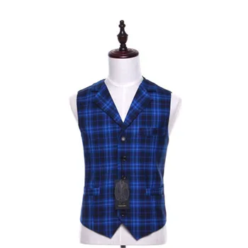 Stylish new blue plaid lapel factory tailored to create a sleeveless vest and men's tuxedo suit vest custom made
Stylish new blue plaid lapel factory tailored to create a sleeveless vest and men's tuxedo suit vest custom made