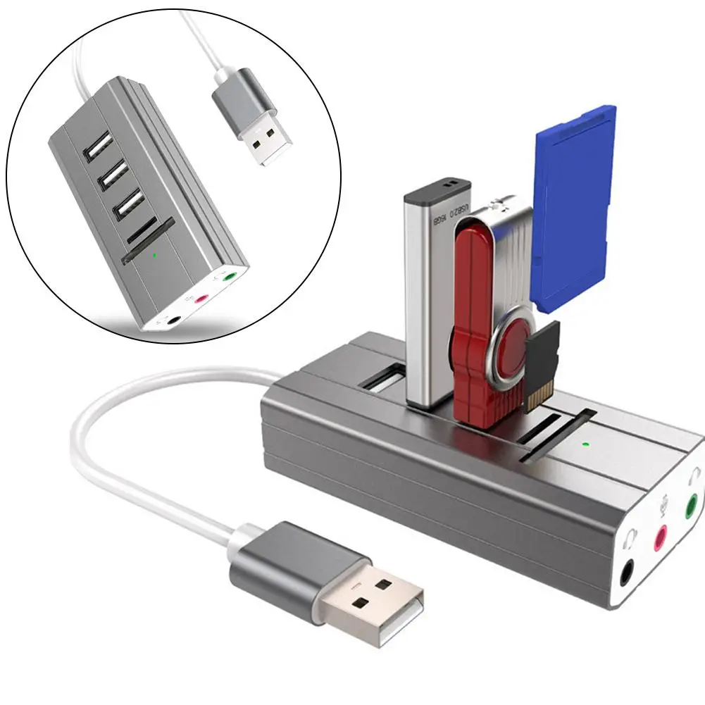 New Multifunction USB 2.0 Hub Sound Card TF SD Card Reader Laptop PC 3 Audio Ports
New Multifunction USB 2.0 Hub Sound Card TF SD Card Reader Laptop PC 3 Audio Ports