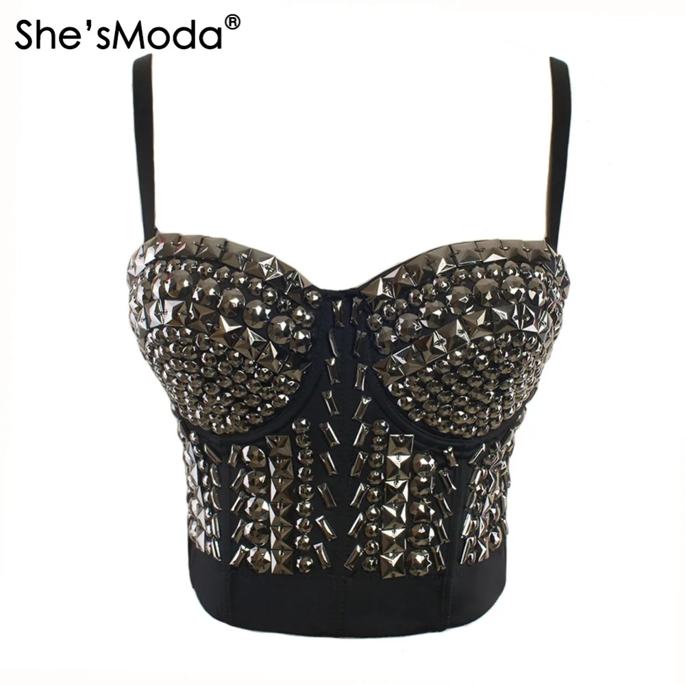 She'sModa Silver Rhinestone Gaga Bustier Pearls Push Up Night Club Bralette Women's Bra Cropped Top Corset Plus Size
She'sModa Silver Rhinestone Gaga Bustier Pearls Push Up Night Club Bralette Women's Bra Cropped Top Corset Plus Size