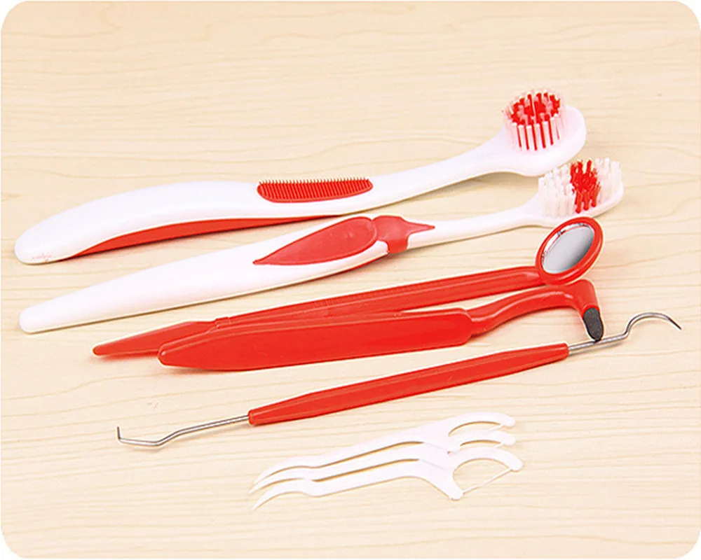 Фото 8Pcs/Set Oral Hygiene Care Teeth Brush Kit Mirror Pick Tooth Stain Eraser Tartar Remover Dental Floss Tool Protect | Красота и