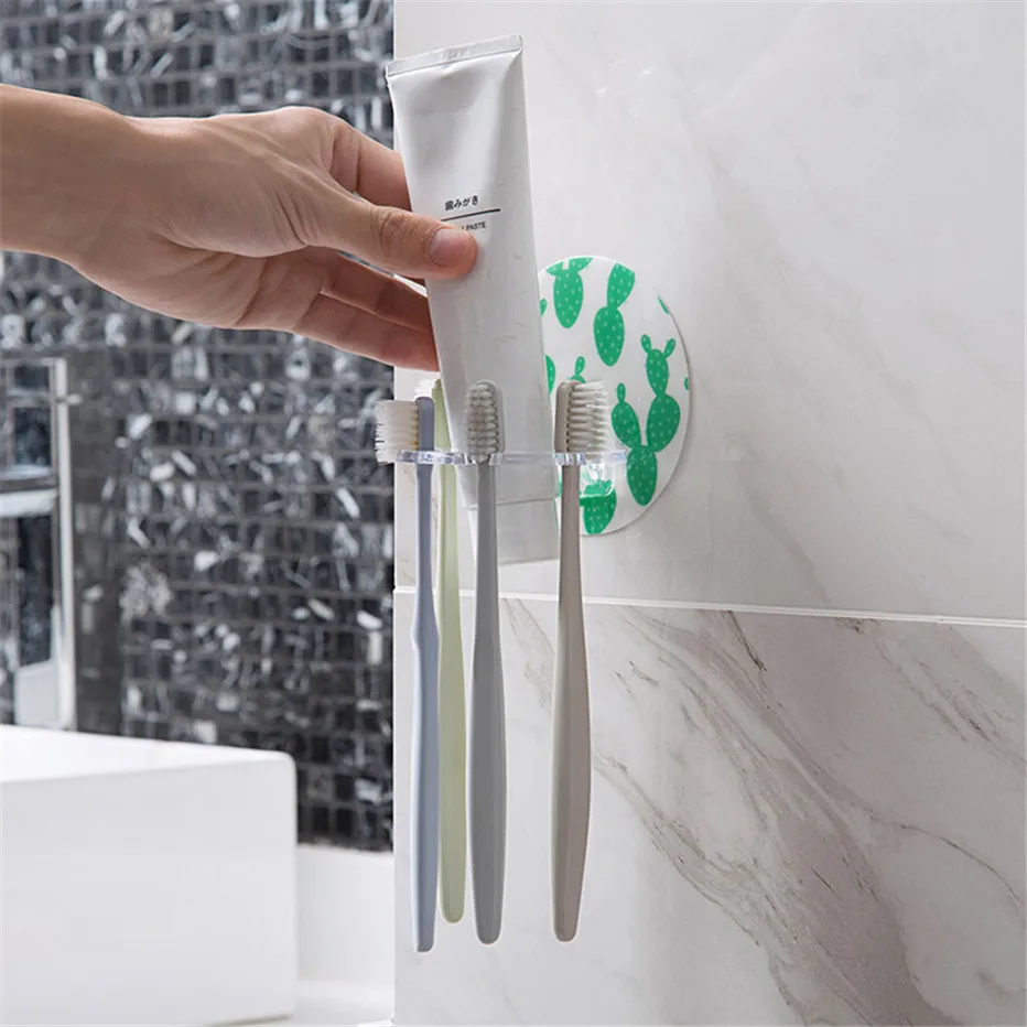 Plastic Toothbrush Holder Toothpaste Storage Rack Shaver Tooth Brush Dispenser Bathroom Organizer Accessories Tools3