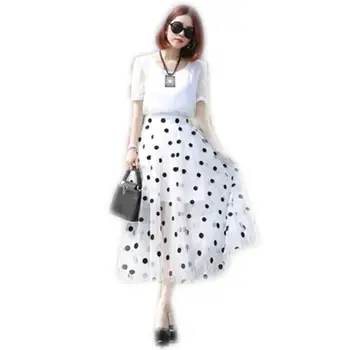 2019 New Summer Women O Neck Mesh Patchwork Chiffon Solid Shirt+ A Line Polka Dot Mesh Skirt Suits Female Casual Sweet Set Z276
2019 New Summer Women O Neck Mesh Patchwork Chiffon Solid Shirt+ A Line Polka Dot Mesh Skirt Suits Female Casual Sweet Set Z276