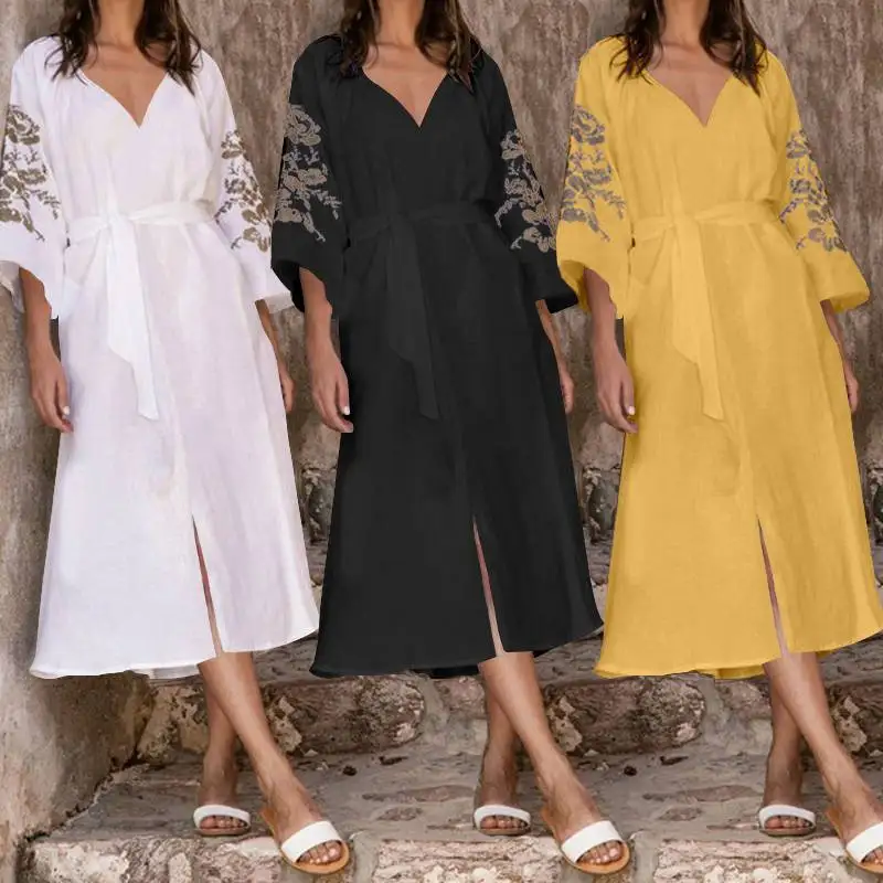 Celmia 2019 Summer Vintage Shirt Dress Women Kimono Cardigan Sexy V neck Belted Casual Loose Print Party Midi Vestidos Plus Size
Celmia 2019 Summer Vintage Shirt Dress Women Kimono Cardigan Sexy V neck Belted Casual Loose Print Party Midi Vestidos Plus Size