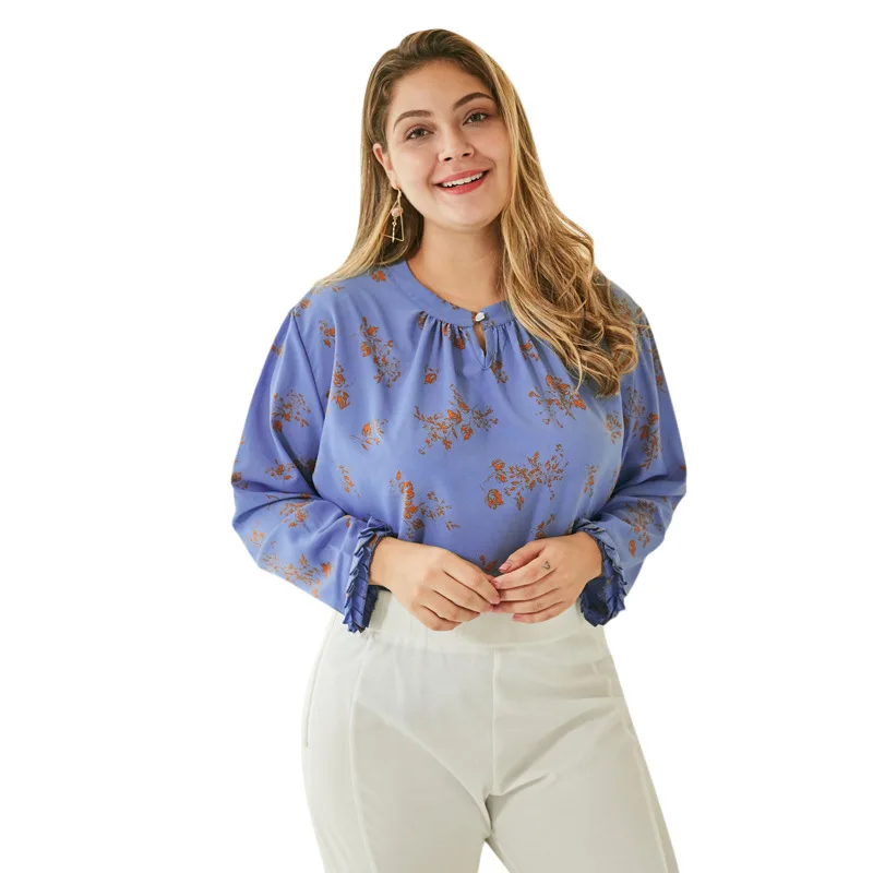 WHZHM Autum Plus Size 3XL 4XL Ruffles Tops Blouse Ladies Long Sleeve Flower Printed Spring Floral O-Neck Elegant Shirt Women
WHZHM Autum Plus Size 3XL 4XL Ruffles Tops Blouse Ladies Long Sleeve Flower Printed Spring Floral O-Neck Elegant Shirt Women