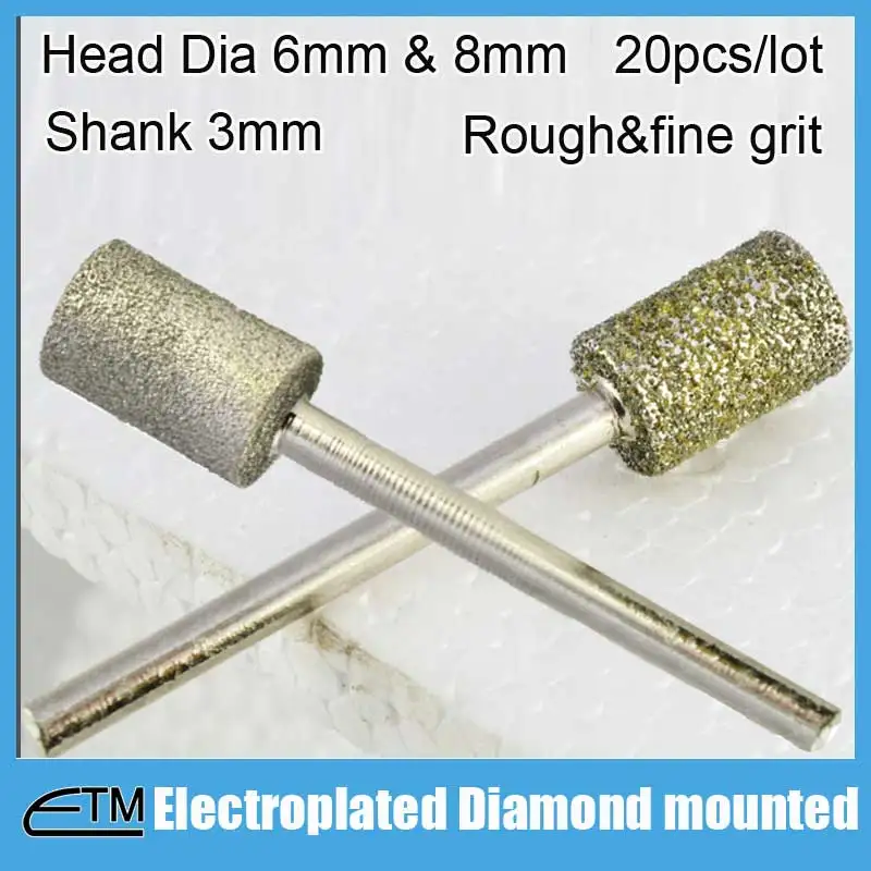 Image Electroplated diamond mounted point wheel for rough and fine grinding carving and deburring of agate stone MT001