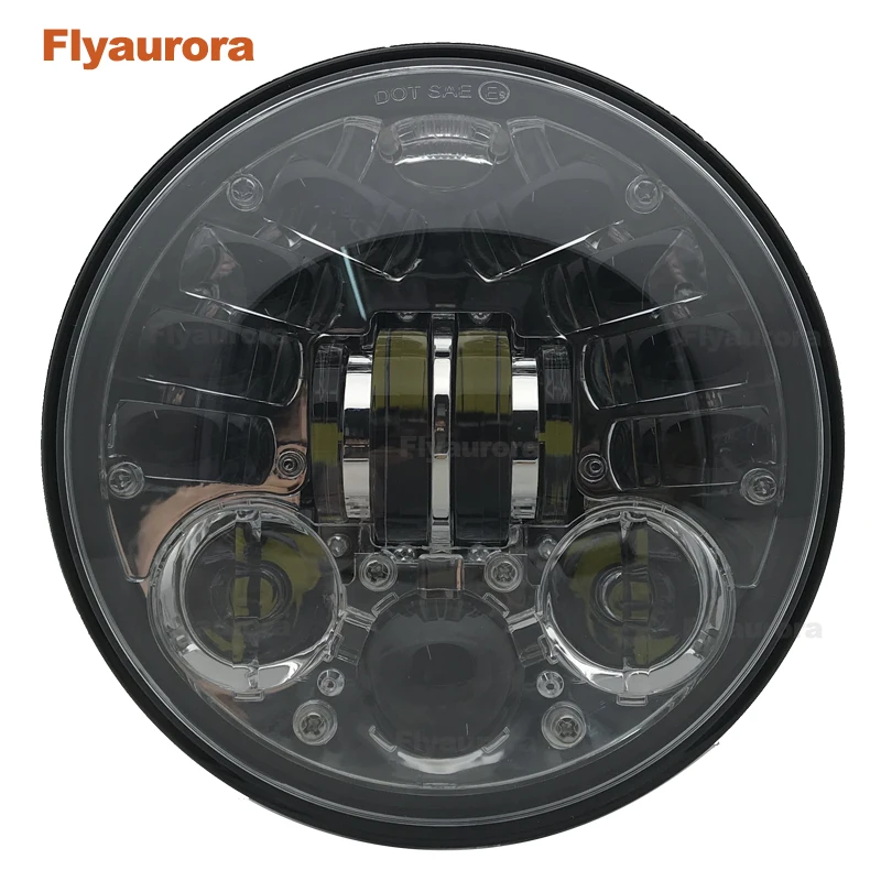 5.75" Projector Headlight with Lamp Shell Bracket For Cafe racers Kawasaki Vulcan Honda Suzuki Motorcycle Flyaurora |
